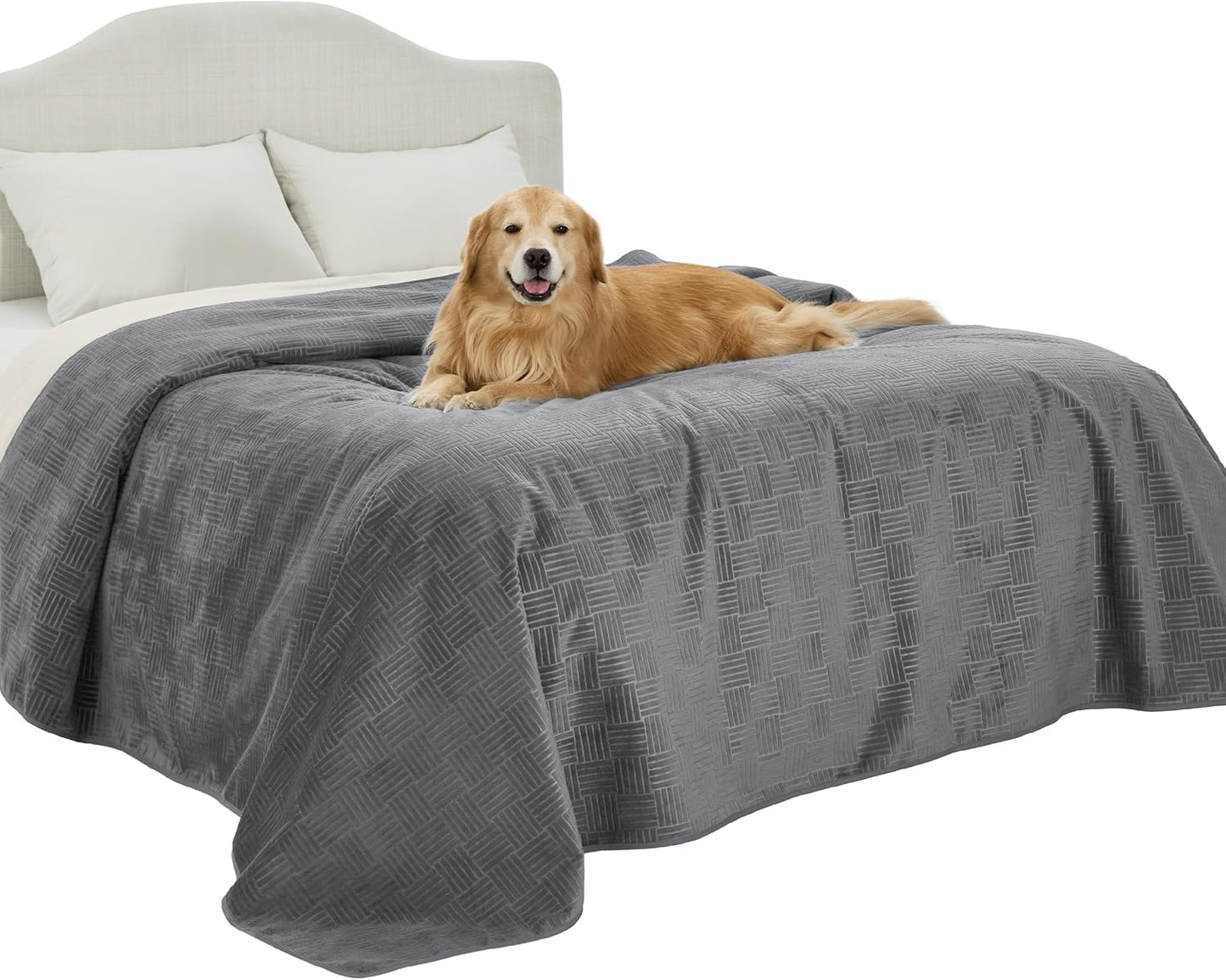 Bedsure Waterproof Couch Cover for Dogs Washable - Waterproof Blanket for Large Dogs Couch Sofa Bed Cozy, Lightweight Furniture Protector for Pet Cat Quick Drying, Ash Grey, 52x82IN