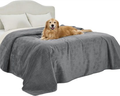 Bedsure Waterproof Couch Cover for Dogs Washable - Waterproof Blanket for Large Dogs Couch Sofa Bed Cozy, Lightweight Furniture Protector for Pet Cat Quick Drying, Ash Grey, 52x82IN