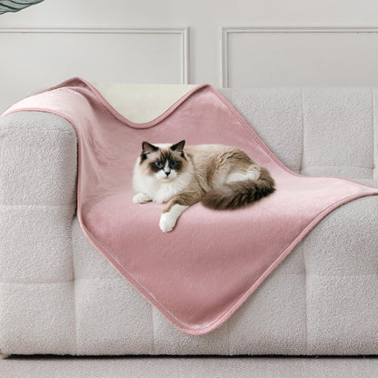 Waterproof Blanket 60"x80" for Adults, Reversible Waterproof Bed Cover for Dogs Cats Pets, Soft Leakproof Blanket for Bed Couch Sofa Furniture Protector, Dusty Pink/Off White