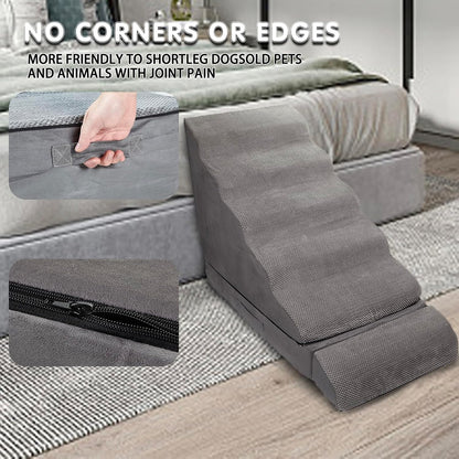 Dog Stairs for High Beds 30-36 inches Tall, 6-Step Pet Stairs/Steps for High Bed 32-36 inches for Small Large Dogs, Foam Dog Steps for Beds for Old Dogs/Cats, Dark Grey