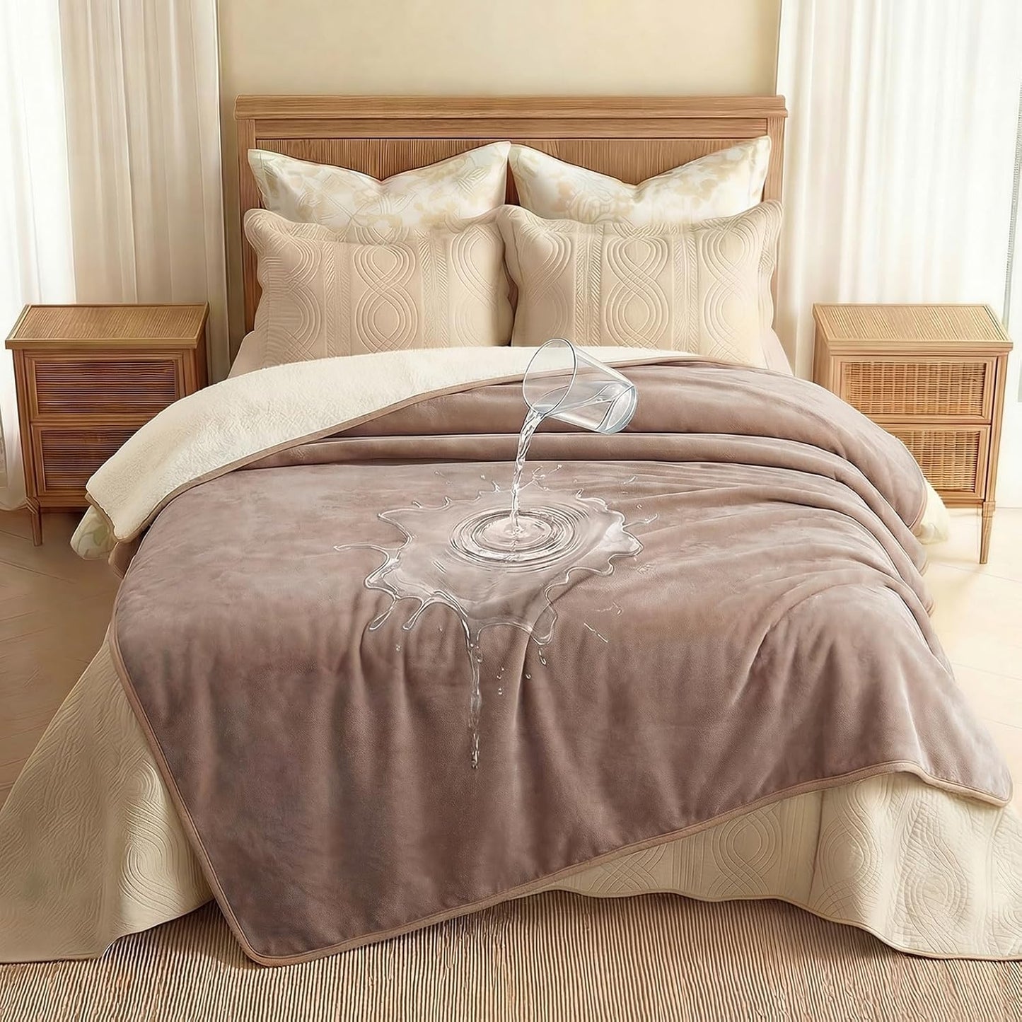 Luciphia Waterproof Bed Blanket Washable,Soft Sherpa Fleece Puppy Reversible Throw Blankets for Small Dog Cat,Furniture Cover Protector Couch Bed from Liquid Pee and Pet Fur, Light Grey, 40" x 28"