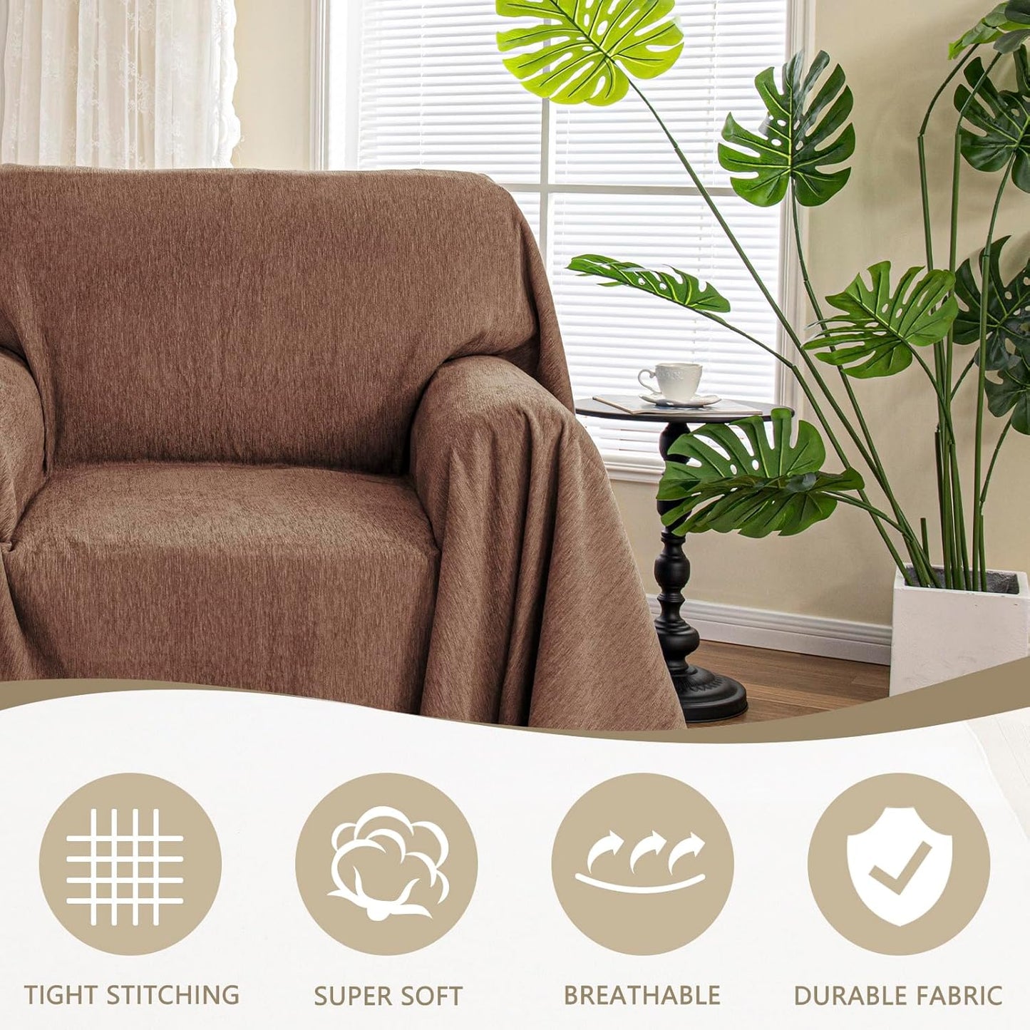 MYSKY HOME Couch Cover for Dogs, Washable Couch Covers, Non Slip Sofa Cover, Couch Cover 2 Cushion Sofa Dogs Furniture Protector with Tassels, Chenille Sofa Slipcover for Pets, 71"x118", Dark Grey