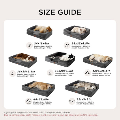 Bedsure Orthopedic Dog Bed Medium Size Dogs - Washable Small Medium Dog Cat Bed Waterproof, Comfort Cats Couch Sofa with Washable Removable Cover, Pets Bed with Nonskid Bottom, Grey, 28"