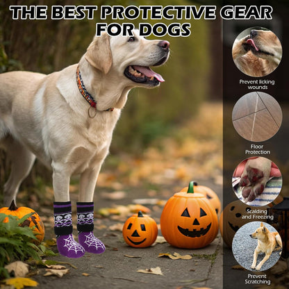 EXPAWLORER 6Pcs Anti-Slip Dog Socks to Prevent Licking Paws,Dog Shoes for Hot Pavement,Dog Booties Traction Control on Hardwood Floor,Boots & Paw Protectors, for Puppy Small Medium Large Senior Dogs