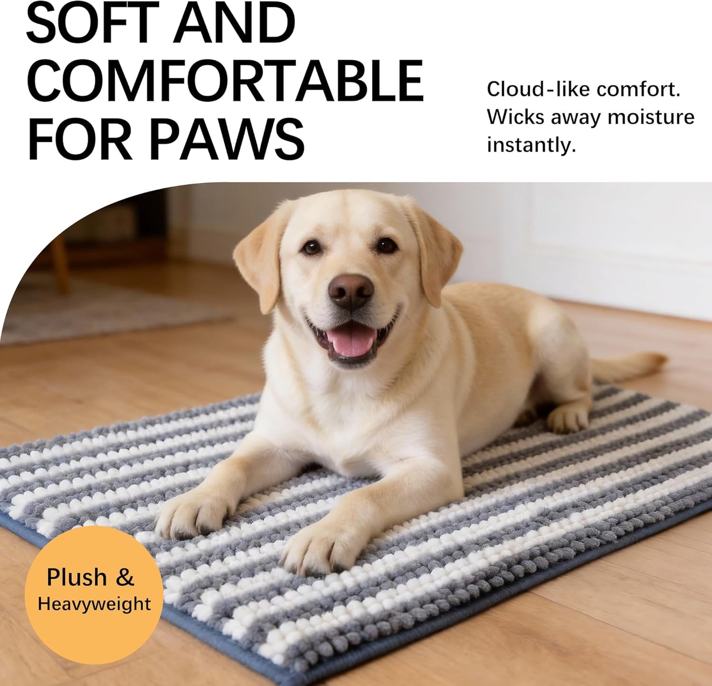 Dog Door Mat for Muddy Paws - Absorbent Quick-Dry Non-Slip Washable Chenille Pet Rug, Indoor Entryway Mat for Front Door & Crate (Brown, 24" L*16" W)