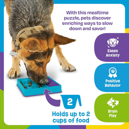 Brightkins Circle Slow Feeder and Lick Mat, Outdoor Puzzle Board, Interactive Dog Toys, Dog Birthday, Enrichment Bowls, Puppy Teething and Chewing, Stimulating Automatic Feeder