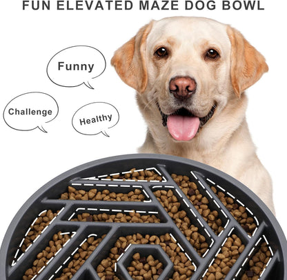 TOBYTO Slow Feeder Dog Bowls Large Medium Breed,Anti-Choking Slow Eating Dog Food Bowl,Non Slip Pet Slower Food Feeding Bowls Large Puzzle Slow Feeder Bloat Stop Maze Dog Dishes,Black
