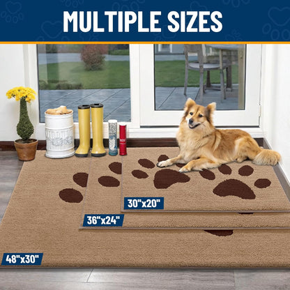 Smiry Dog Door Mat for Muddy Paws, Absorbs Moisture and Dirt, Low-Profile Entryway Mat with Non-Slip Backing, Entry Indoor Outdoor Doormat for Inside Floor (30x20 Inches, Grey, Striped)