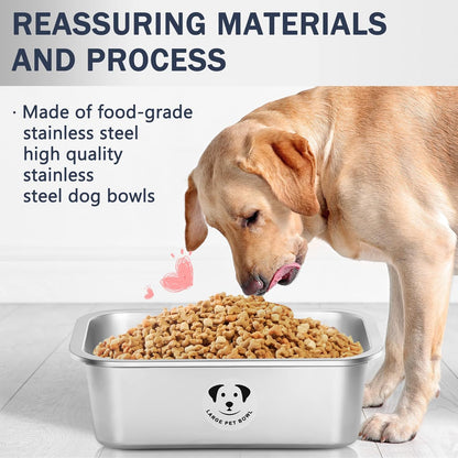 Stainless Steel Dog Bowls for Large Dogs, High Capacity Metal Dog Food Bowls, Food and Water Bowl for Larges, X-Large, and Big Dogs 1.25 Gallons
