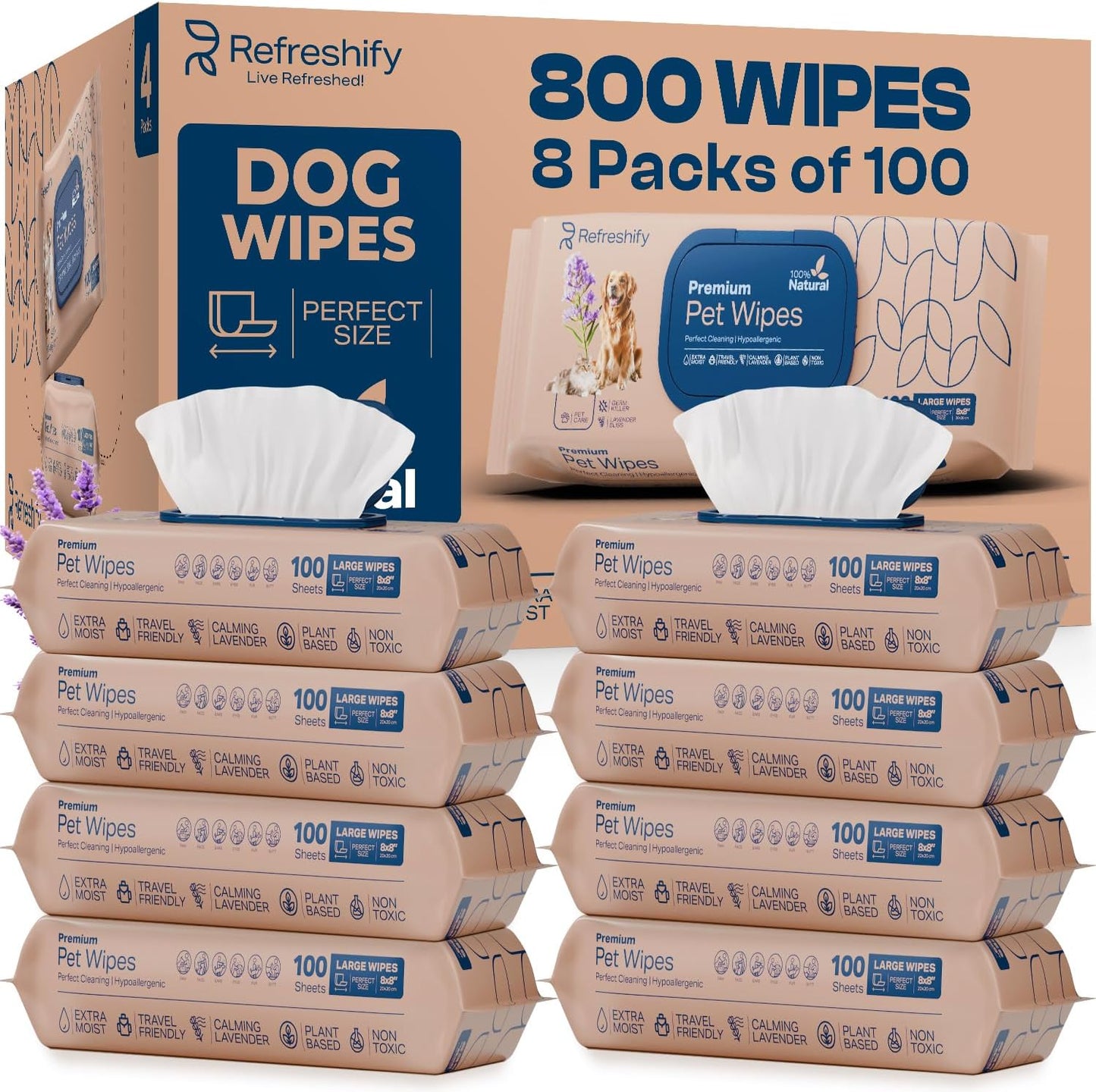 Dog Teeth Cleaning Wipes - 100 Value Pack - Fresh Mint Dog Dental Wipes, Vet Formulated Pet Teeth Cleaning Finger Wipes for Dogs & Cats – Effective Dog Teeth Cleaning, Plaque & Tartar Solution