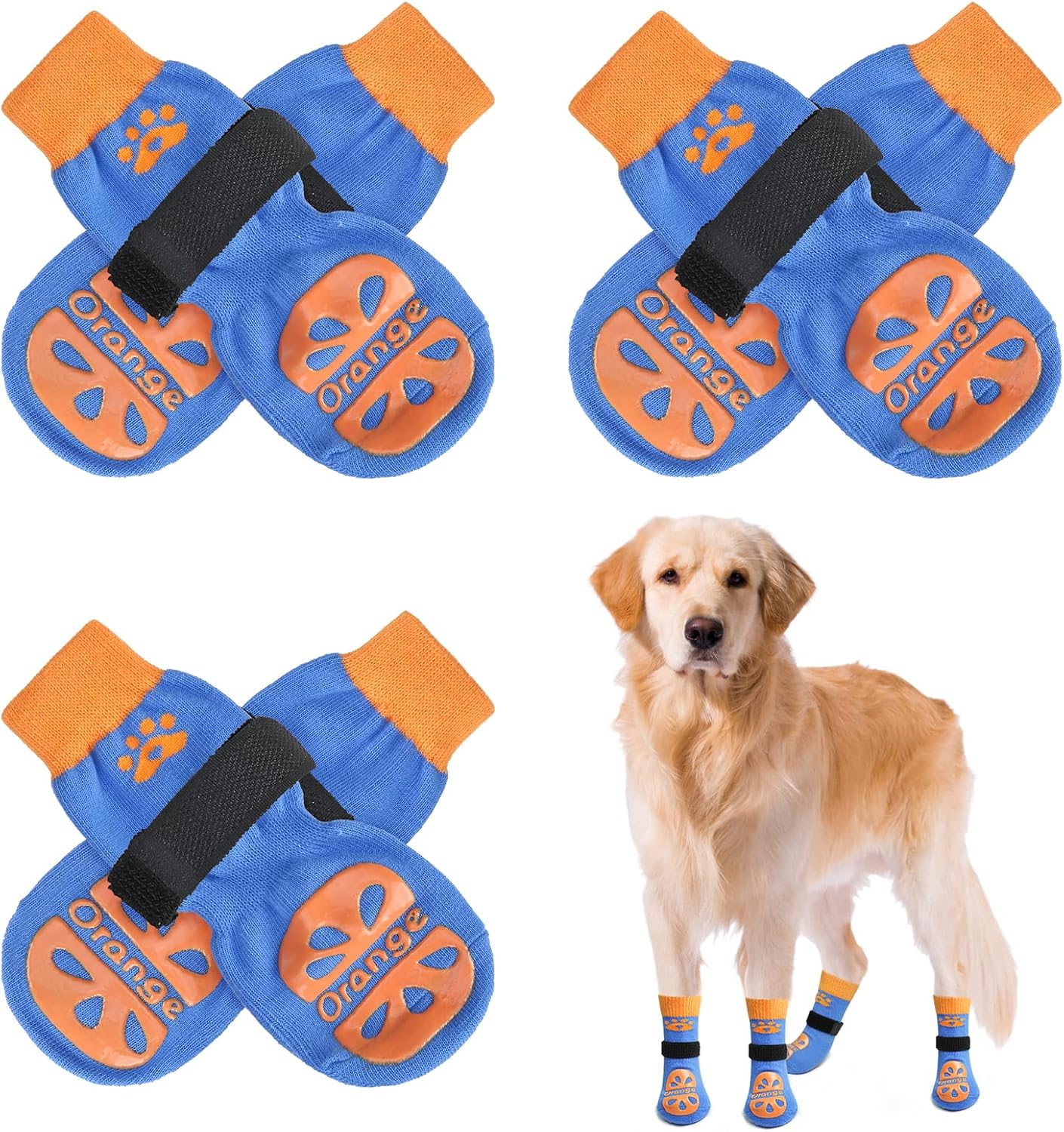 BEAUTYZOO Anti-Slip Dog Socks,Dog Shoes for Hot/Cold Pavement,Paw Protectors with Grips 3 Pairs for Puppy Small Medium Large Senior Old Dogs,Dog Socks to Prevent Licking and Hardwood Floor Protection