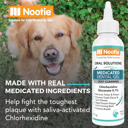 Nootie Medicated Dental Wipes for Dogs, Cleans Teeth and Freshens Breath for Dogs - Prevents Plaque and Tartar Dog Oral Care, 60 Count