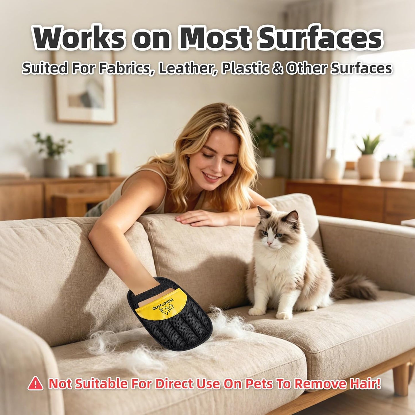 Pet Hair Removal Glove,Newly Upgraded Reusable Electrostatic Cat & Dog Hair Remover for Furniture, Couch,Carpets & Laundry – Magic Brush Hair Cleaning Tool for Pet Owners