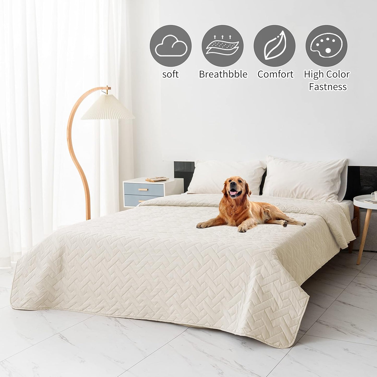 fuguitex Waterproof Dog Bed Cover Couch Cover, Anti-Slip Cat Mat Pet Pad Blanket for Sofa Chair Recliner Furniture Protrctor