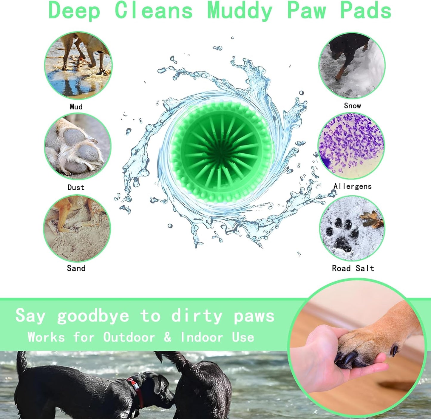 Dog Paw Cleaner Kit for L/XL Dogs - Quick Clean No Full Bath, 2-in-1 Paw Wash Cup with Detachable Silicone Brush Head, Includes Bath Brush & 3 Absorbent Towels, Blue