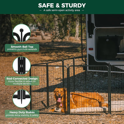 FXW Rollick Unleashed Dog Playpen for Indoor, Yard, RV Camping, 24 inch 8 Panels for Small and Puppy Dogs, Black│Patented