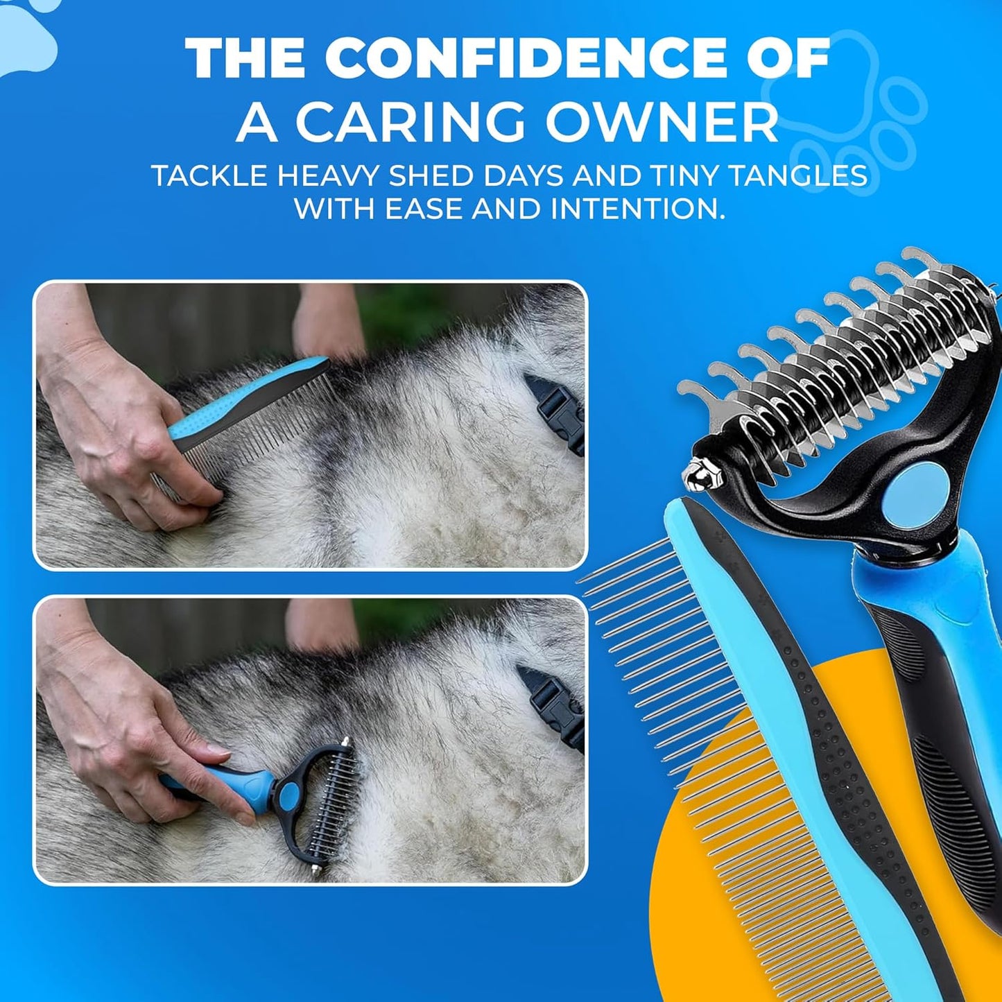 Pet Hair Removal Glove for Dogs & Cats – Dog Grooming Gloves for Shedding, Pet Hair Remover Glove – Pet Grooming Gloves, Cat Grooming Gloves & Cat Brush Glove (Glove + Finger Toothbrush Kit)
