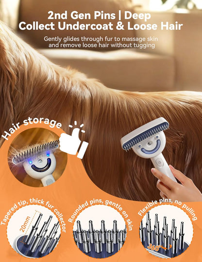 Dog Brush for Shedding with Steam, Dog Brush for Long Haired Dogs and Cats, Dual-Sided Dematting and Deshedding, Safe Non-Deforming Steel Pins, for Medium-Thick Coats Prone to Tangles & Shedding