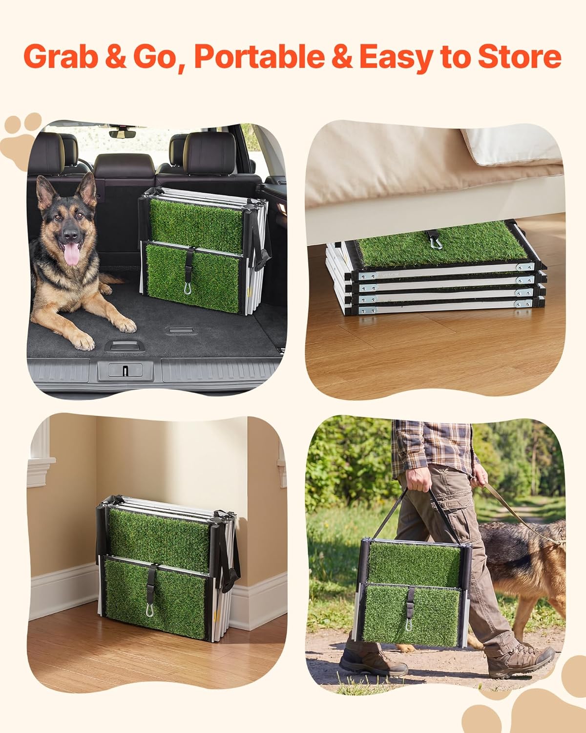 VEVOR Dog Stairs for Car, 4 Steps Extra Wide Foldable Dog Ramp for Large Dogs with Non-Slip Rug Surface, Portable Lightweight Pet Ladder for Car, SUV, Truck, High Beds, Sofas, Support up to 200 lbs