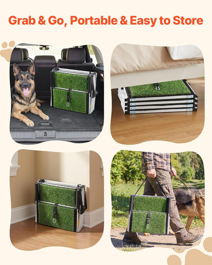VEVOR Dog Stairs for Car, 4 Steps Extra Wide Foldable Dog Ramp for Large Dogs with Non-Slip Rug Surface, Portable Lightweight Pet Ladder for Car, SUV, Truck, High Beds, Sofas, Support up to 200 lbs