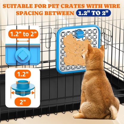 Lick Mat for Dogs & Cats, Stainless Steel Pet Slow Feeder for Crate Boredom & Anxiety Reduce, Cat Licking Pads with Spatula & Scrubbing Brush, Blue