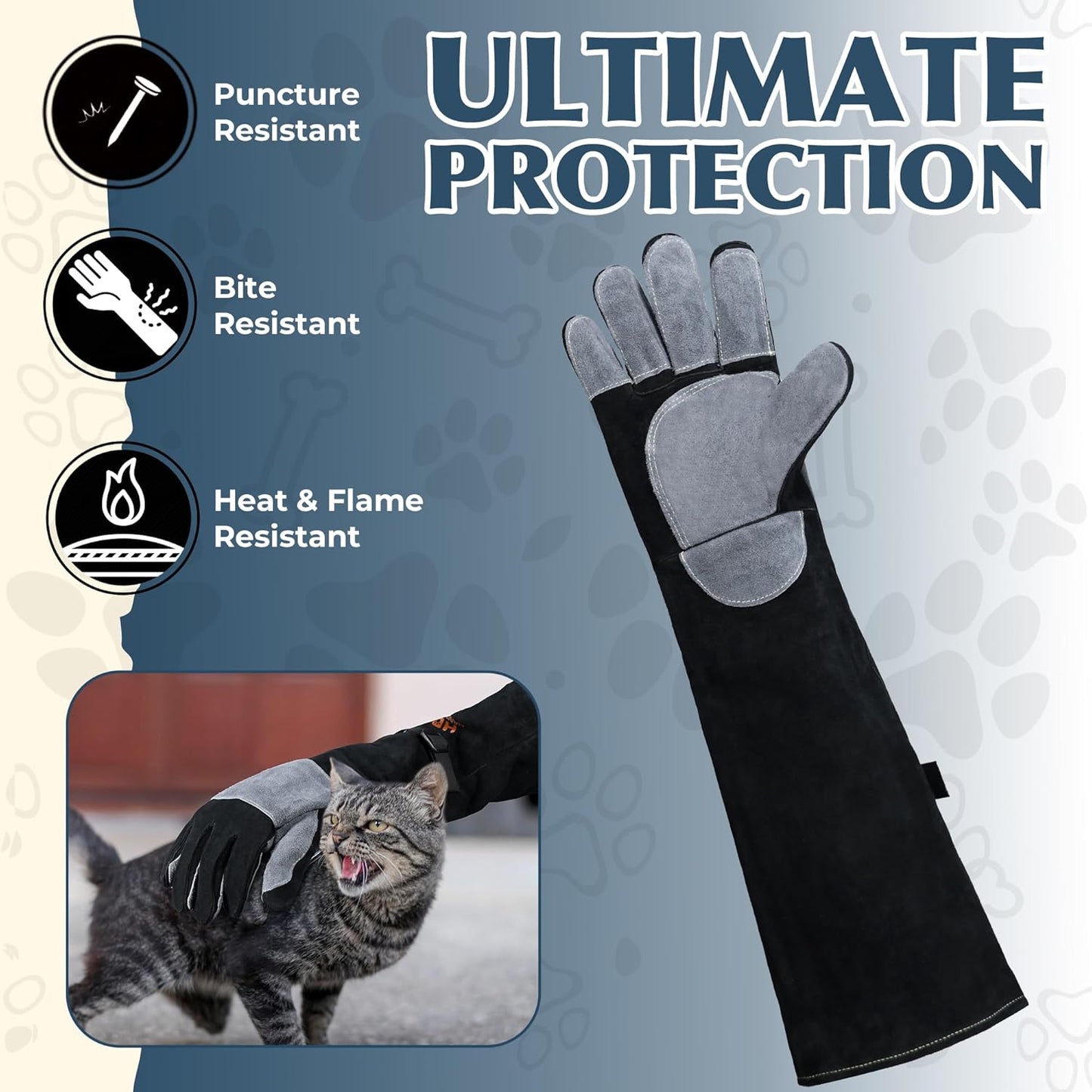 HANDLANDY Animal Handling Gloves, Bite-Proof, Scratch-Resistant, Pet Gloves for Dogs, Cats, Falconry, Gardening