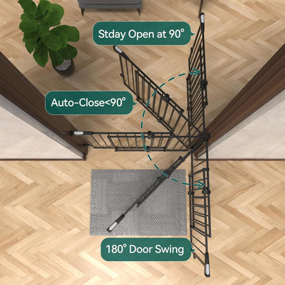Babelio Baby Gate for Stairs, Kitchen & Doorways, 26-43" W 28" H No Bottom Bar| Easy Installation| One-Handed Operation| Auto-Close| Hardware Mount (Drill Needed) Safety Dog/Pet Gate Indoor (White)