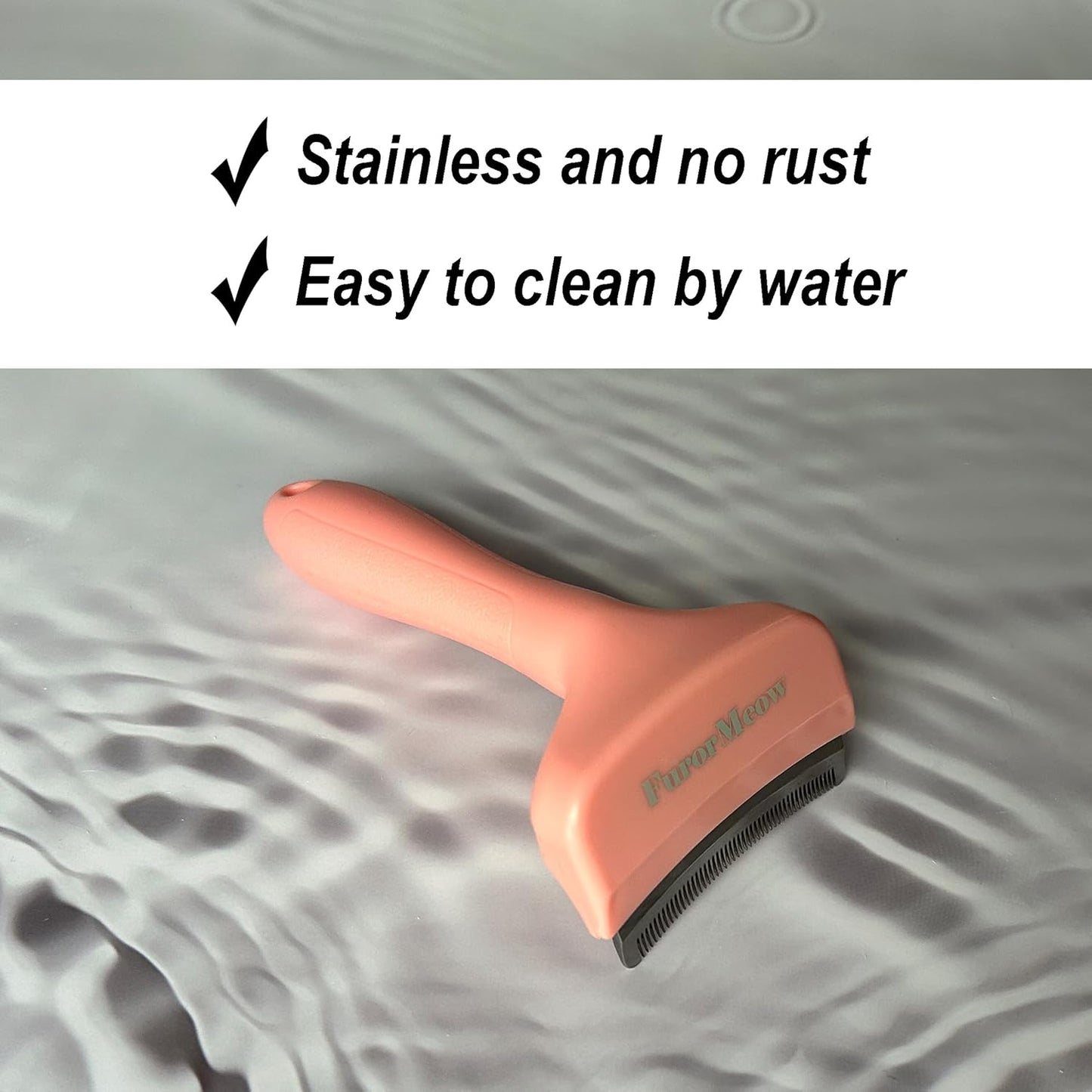 Pet Deshedding Tool with Curve Blade, Cat Grooming Brush, Tight V-shaped Teeth Shedding Comb for Cat and Dog (Pink, Large)