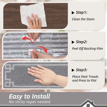 BEQHAUSE Non Slip Stair Treads for Wooden Steps Indoor Washable Stair Runner 28inX9in Polyester Durable Stair Treads Carpet for Dogs,Kids and Elders 15pcs,Dark Grey