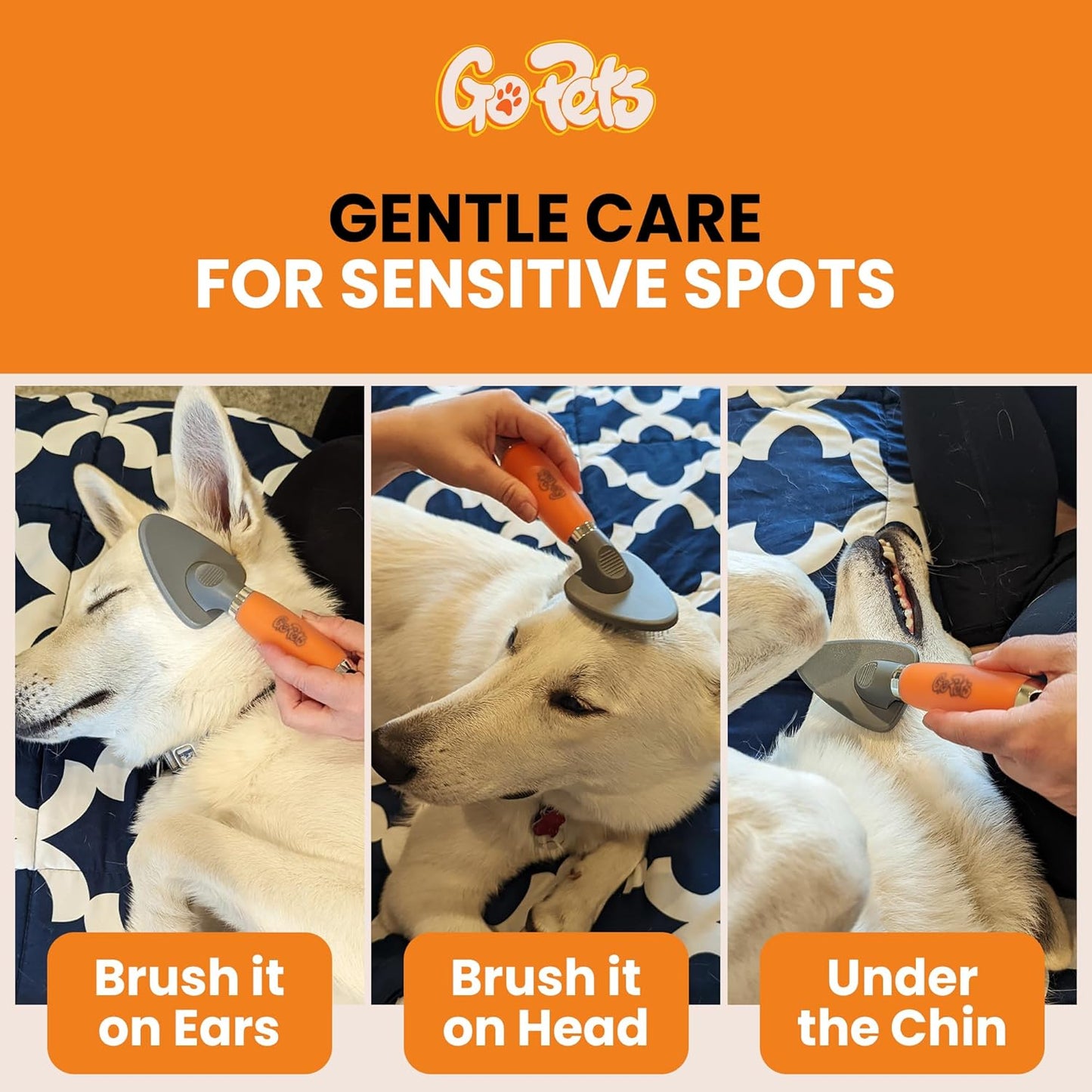GoPets Small Pin Slicker Brush, Easy-Groom Pin Comb for Tangles & Shedding, Rounded Safety Tips, Dematting Brush for Short & Long Hair Cats, Dogs & Furry Pets, Ideal for Sensitive, Hard-to-Reach Areas