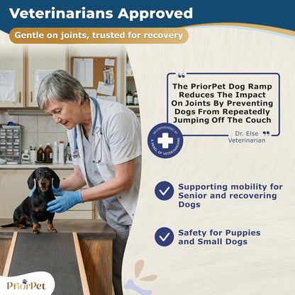 Dog Ramp for Couch – Non-Slip, Sturdy Build Foldable Wooden Dog Ramp – Supports up to 200 lbs – 7 Adjustable Heights (14"–20.5") – Enhanced Stability – Birchwood Pet Ramp for Small Dogs – Gray