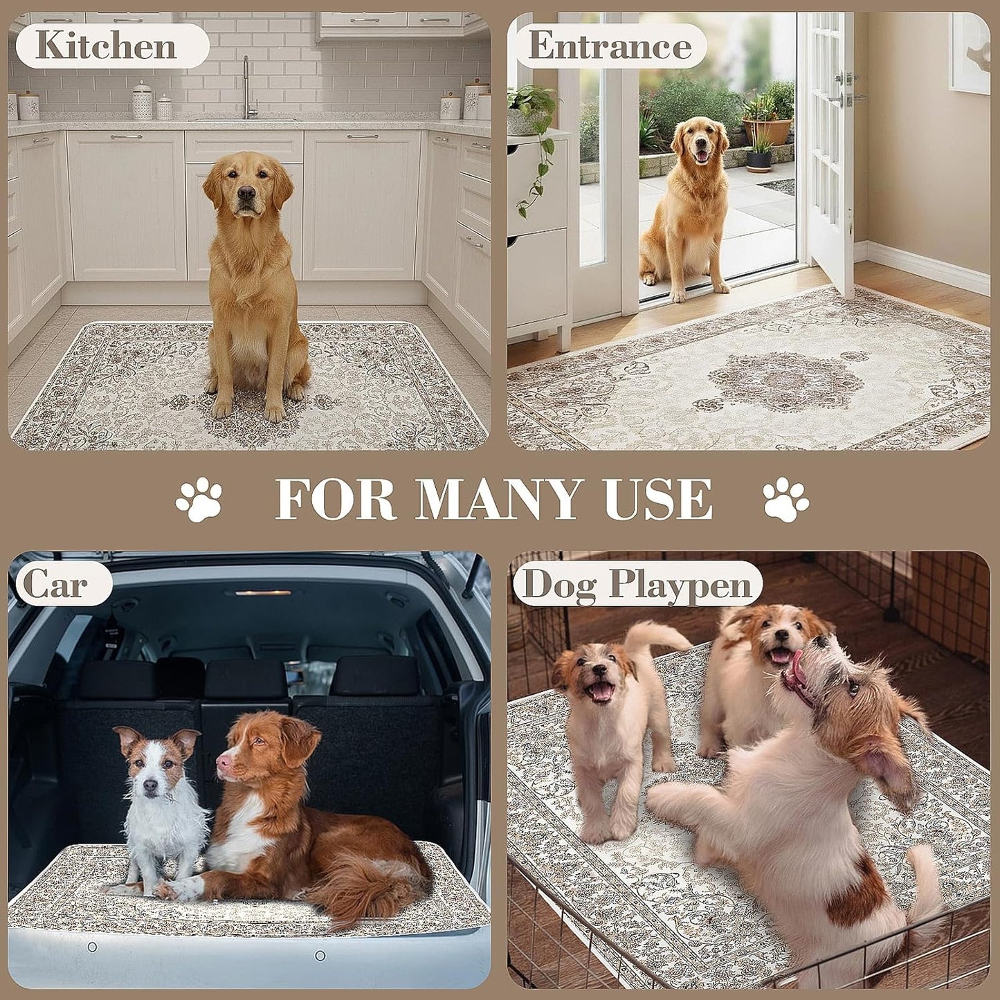 Dogcator Washable Pee Pads for Dogs, 2 Pack Reusable Puppy Training Pads. 36''x48'' Super Absorbent Dog Rugs, Non-Slip and Leakproof Pee Mat for Dogs, Whelping Pads for Crates and Floors