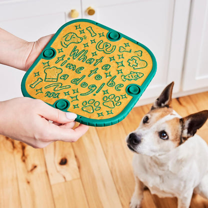 WOOF FlipMat Mini- Easy-to-Clean Lick Mat for Small Dogs & Travel - Slow Feeder Mat with Double-Sided-Non-Slip Design - BPA-Free Silicone - Lick Mat - Interactive Dog Toys - Lavender