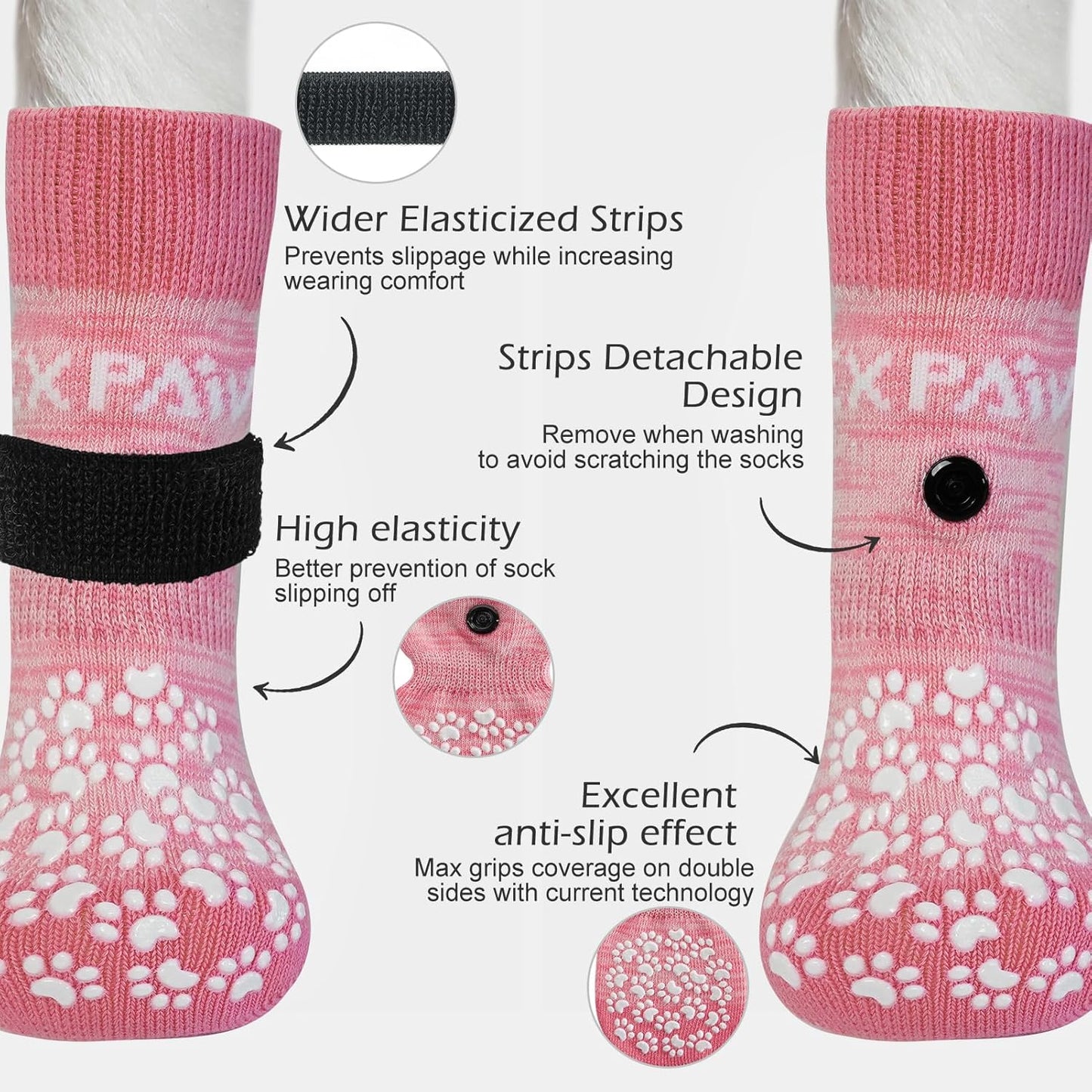 EXPAWLORER 6Pcs Anti-Slip Dog Socks to Prevent Licking Paws,Dog Shoes for Hot Pavement,Dog Booties Traction Control on Hardwood Floor,Boots & Paw Protectors, for Puppy Small Medium Large Senior Dogs