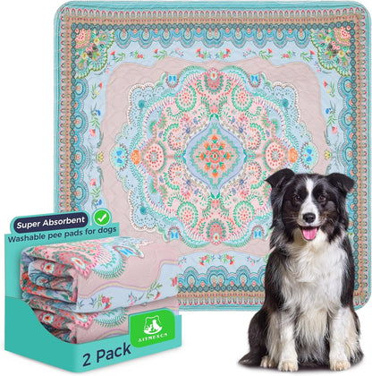 Aitmexcn Washable Puppy Dog Pee Pad, 2PCS 100% Waterproof Whelping Training Mat for Puppy/Senior Dog, Fast Drying Reusable Puppy Pads for Indoor, Outdoor and Car Travel- 24'' x 36''