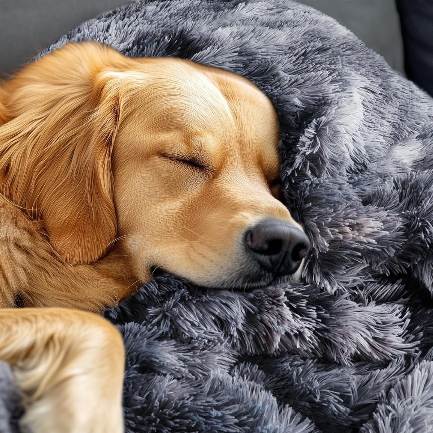 Luciphia Large Waterproof Dog Blanket for Pet Washable Liquid Proof Bed Intimacy Protection Shaggy Plush Calming Long Faux Fur Couch Cover Calming Cat Throw Blankets, Mist Grey, 50" x 60"