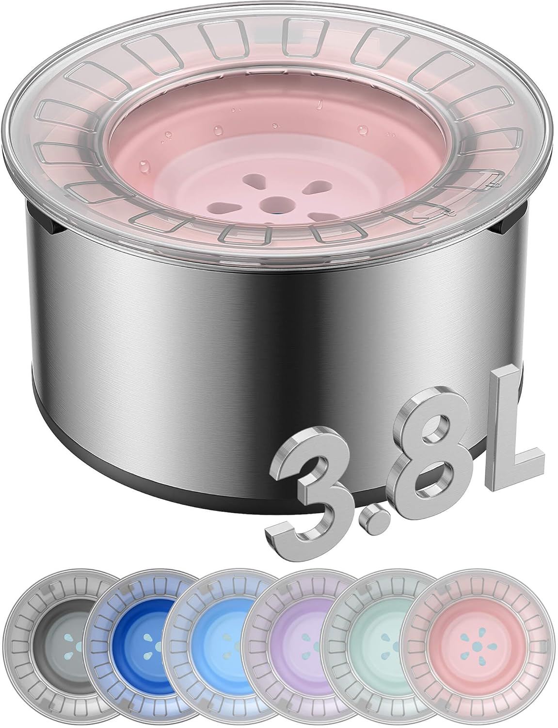 Heouvo 1 Gallon Large Dog Water Bowl No Spill,【Anti Digging Lid & Rubber Bottom】 Spill Proof Dog Bowl, Anti Splash Mess Dripless Slow Drinking Stainless Steel Water for Sloppy Messy Drinkers Car