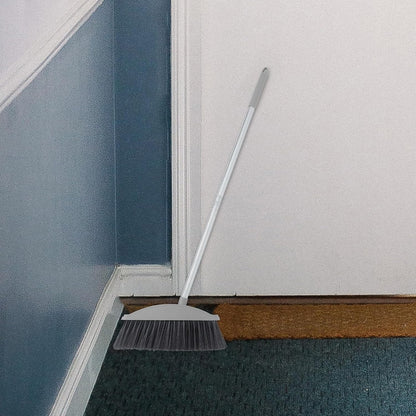BESTonZON Pet Hair Broom with Large Plastic Angle Head Household Sweep Broom for Indoor and Outdoor Floor Cleaning Nordic Gray Long Handle for Efficient Hair and Garbage Removal