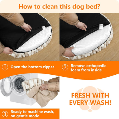 Dwanton Orthopedic Dog Bed for Medium Dogs with Gel Memory Foam, Waterproof Dog Sofa, Washable Pet Bed with Four Sided Bolster Cushion, Removable Cover & Non-Slip Bottom, 36", Dark Gray