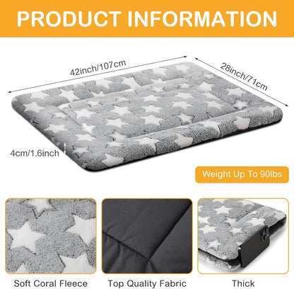 VitalCozy 4 Pcs Dog Crate Pads, Ultra Soft Warm Washable Anti-Slip Kennel Bed Mat for Pets, Reversible, Replaceable, Cage Liner for Small Medium Large Dogs and Cats (18 x 24 x 1.6 Inch,Star,Gray)