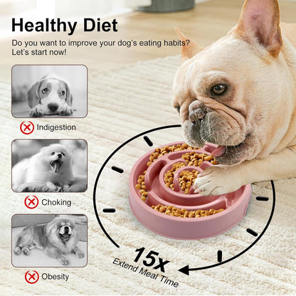 Ceramic Slow Feeder Dog Bowls with Anti-Slip, Slow Feeder & Non-Slip Design, Boredom and Anxiety Reducer, Suitable for All Breed Dogs and Cat (Ceramic-White)