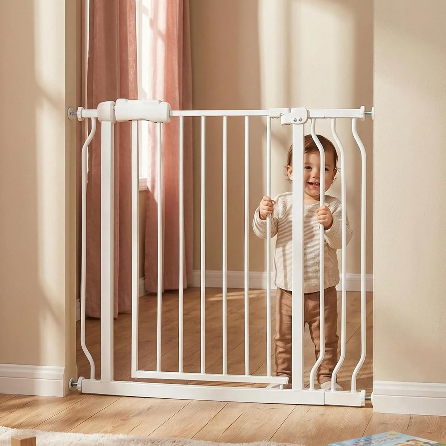 Extra Wide 76.4-81 Inch Large Baby Gates for Stairs, Doorways - No Drilling, Pressure Mounted Pet Gates for Kids & Dogs