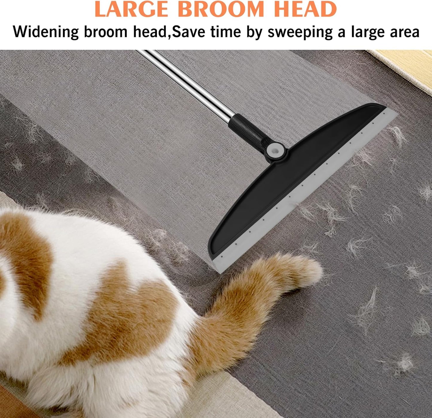 Multifunction Silicone Broom, 54 Inch Long Handle Silicone Floor Squeegee Broom, Sweep and Scrape 2 in 1 Household Cleaning Rubber Broom for Floor, Bathrooms, Kitchens, Showers, Tile, Pet Hair, Glass