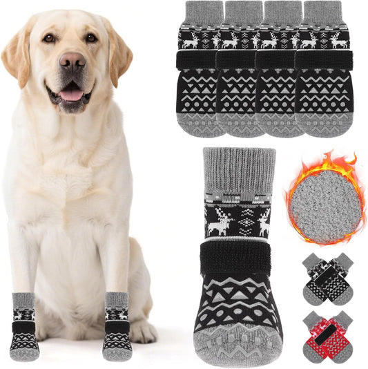 KOOLTAIL Dog Socks Shoes for Hot Pavement to Prevent Licking Paws, Winter Dog Boots&Paw Protector for Hardwood Floors Anti Slip,Traction Control Grip Booties for Small Medium Large Senior Dogs,Black M