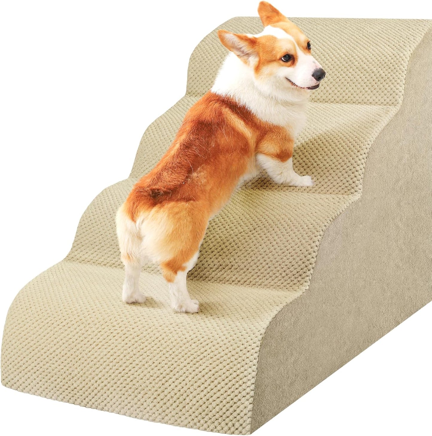 Dog Stairs for Small Dogs, 3 Tiers High Density Foam Dog Ramp, Extra Wide Non-Slip Pet Steps for High Beds Or Couch, Soft Foam Doggie Ladder for Dogs Injured, Older Pets, Small Cats