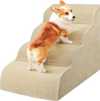 Dog Stairs for Small Dogs, 3 Tiers High Density Foam Dog Ramp, Extra Wide Non-Slip Pet Steps for High Beds Or Couch, Soft Foam Doggie Ladder for Dogs Injured, Older Pets, Small Cats