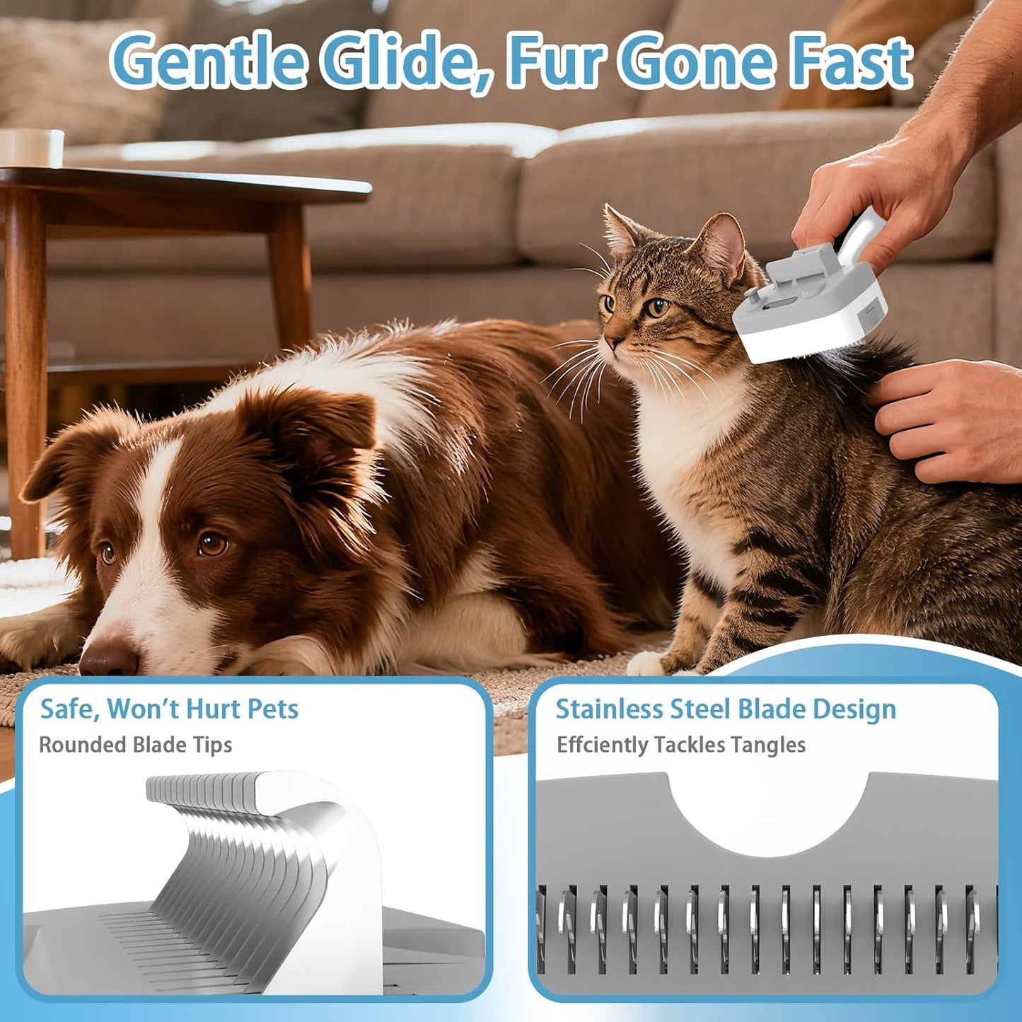 Pet Steam Brush for Dogs & Cats,5-in-1 Self-Cleaning Dog Steam Brush with 3 Swap-in Heads (Grooming, Dematting, Deshedding),Cat Spray Hair Removal Comb,Includes Pet Essence & Storage Bag