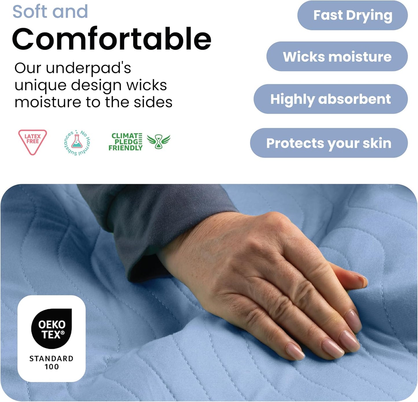 IMPROVIA® Washable Underpads, 34" x 36" (Pack of 4) - Heavy Absorbency Reusable Bedwetting Incontinence Pads for Kids, Adults, Elderly, and Pets - Waterproof Protective Pad for Bed, Couch, Sofa, Floor