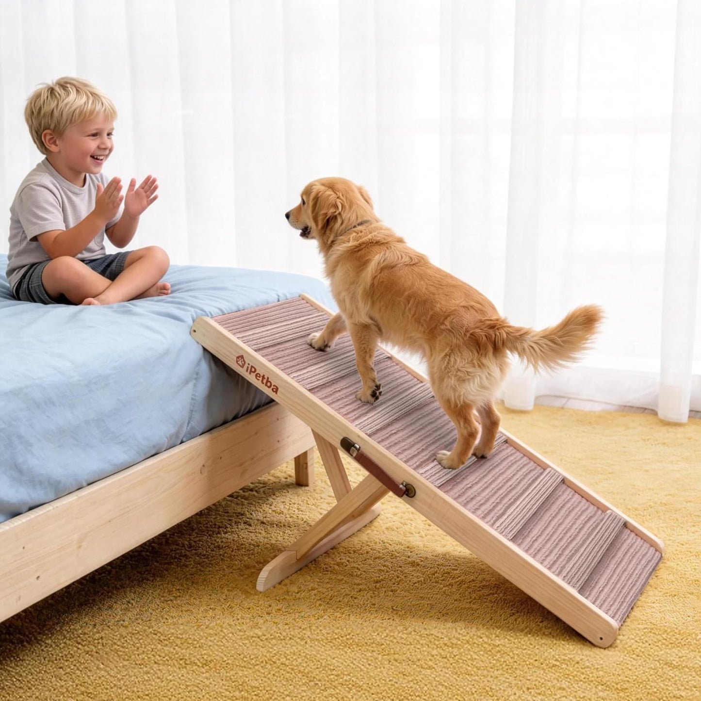 Dog Ramp for Couch - Joint & Spine Support for Small Dogs, 18" Adjustable Height, Anti-Slip & Foldable, Up to 35 lbs