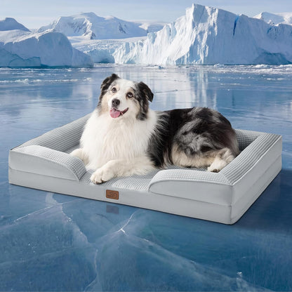 Bedsure Orthopedic Dog Bed Medium Size Dogs - Washable Small Medium Dog Cat Bed Waterproof, Comfort Cats Couch Sofa with Washable Removable Cover, Pets Bed with Nonskid Bottom, Grey, 28"
